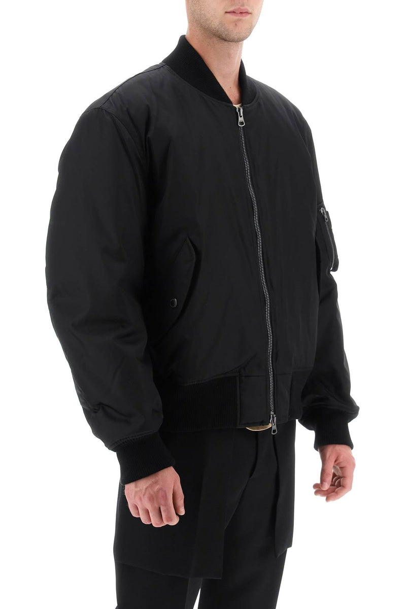 Burberry 'graves' padded bomber jacket with back emblem embroidery-men > clothing > jackets > bomber jackets-Burberry-l-Black-Urbanheer