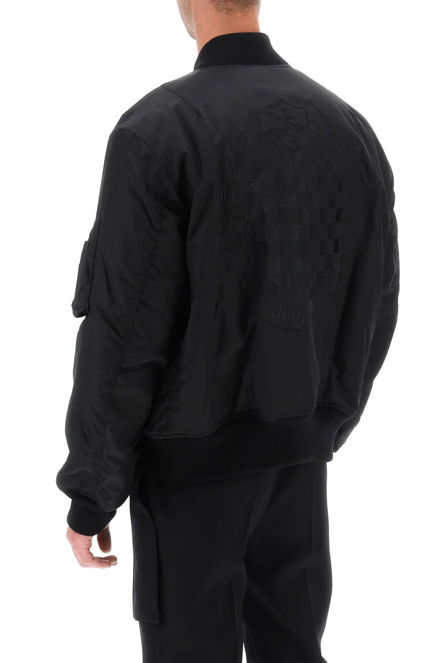 Burberry 'graves' padded bomber jacket with back emblem embroidery-men > clothing > jackets > bomber jackets-Burberry-l-Black-Urbanheer