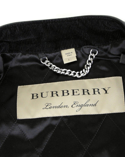 Burberry Men's Black Leather Diamond Quilted Biker Jacket