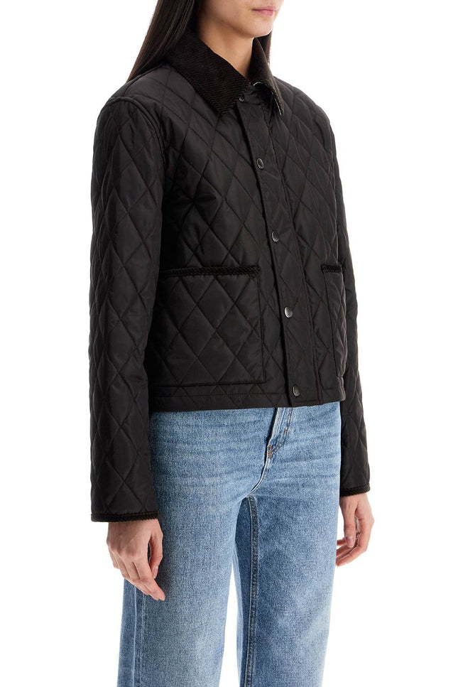 Burberry black quilted nylon cropped jacket with high collar