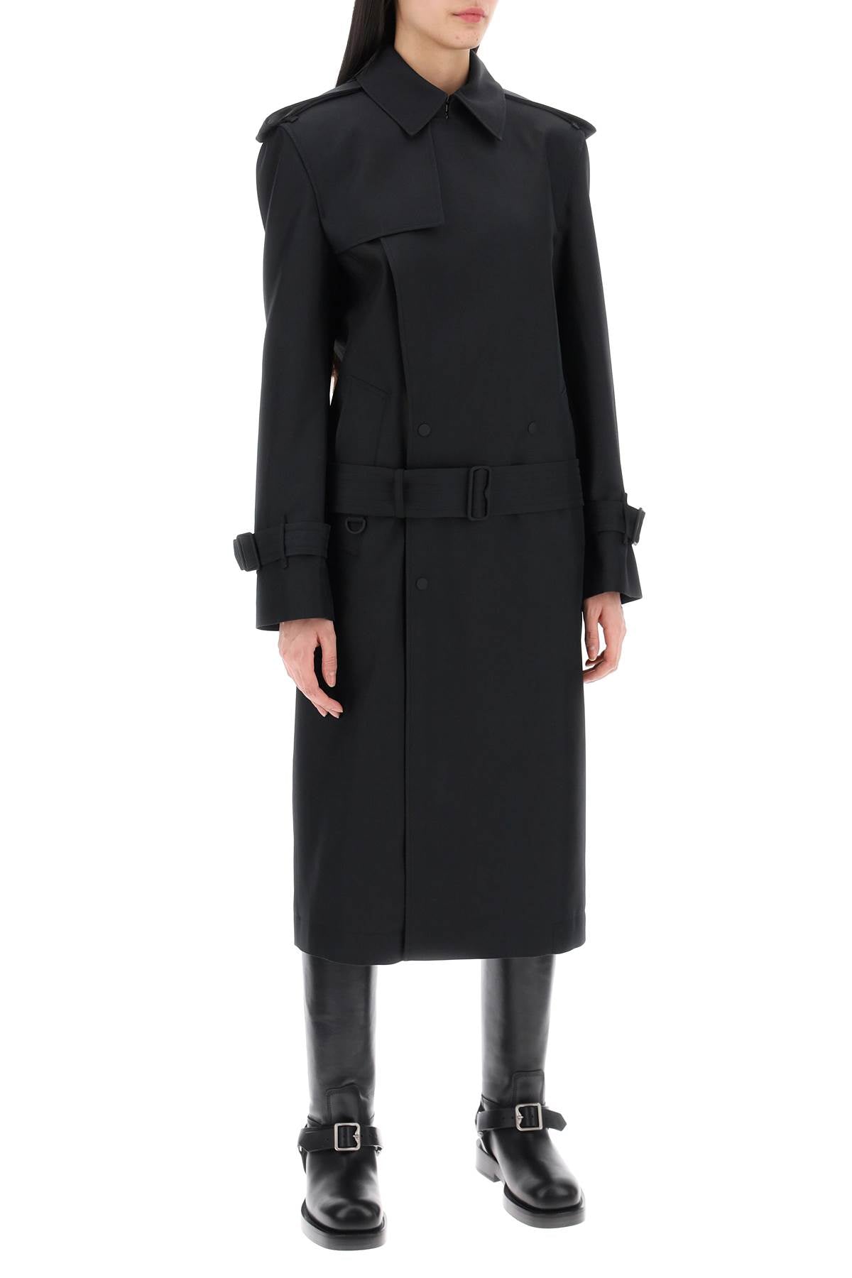 Burberry double-breasted silk twill trench coat-women > clothing > jackets-Burberry-Urbanheer