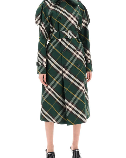 Burberry kensington trench coat with check pattern