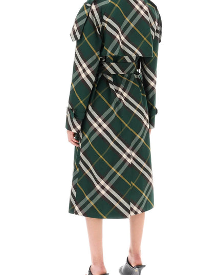 Burberry kensington trench coat with check pattern