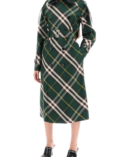 Burberry kensington trench coat with check pattern