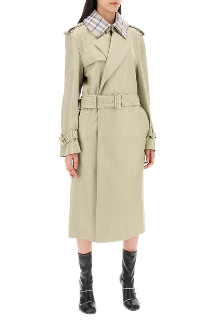 Burberry long leather trench coat