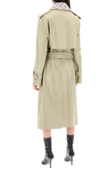 Burberry long leather trench coat