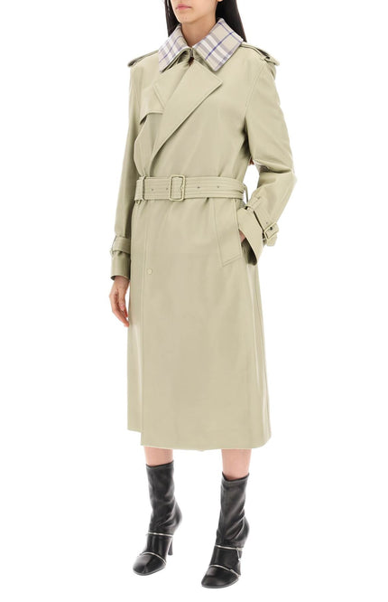 Burberry long leather trench coat