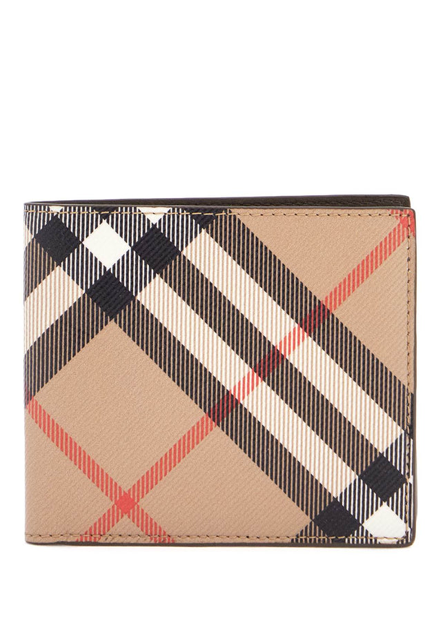 Burberry men's beige black red checkered zip wallet