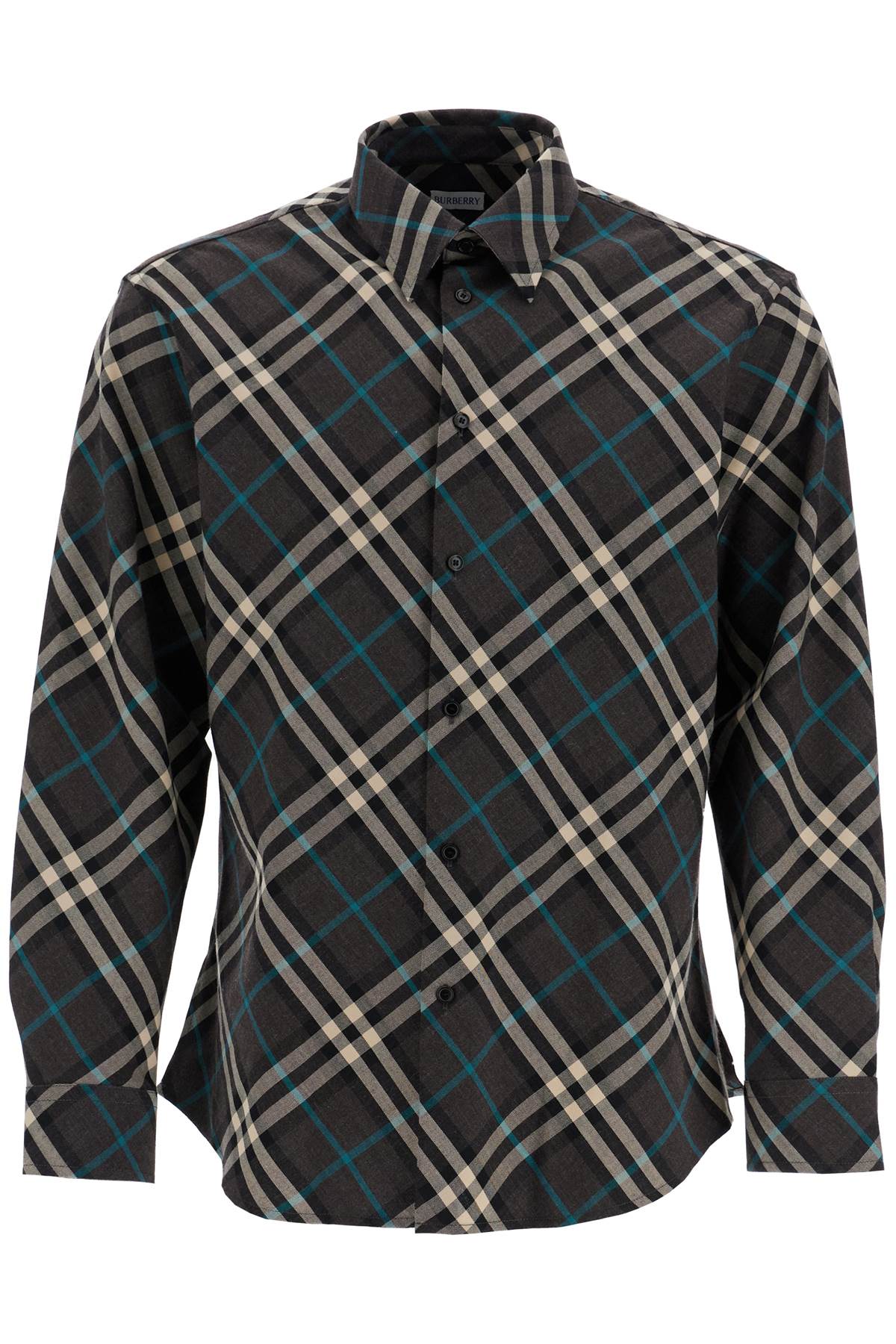 Burberry wool blend shirt with check pattern - Grey