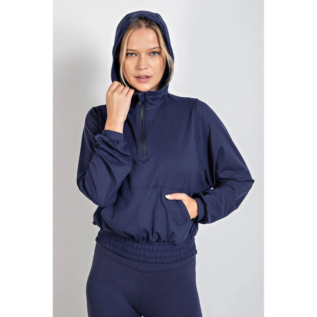 Butter Quarter Zip Hoodie with Kangaroo Pocket Navy