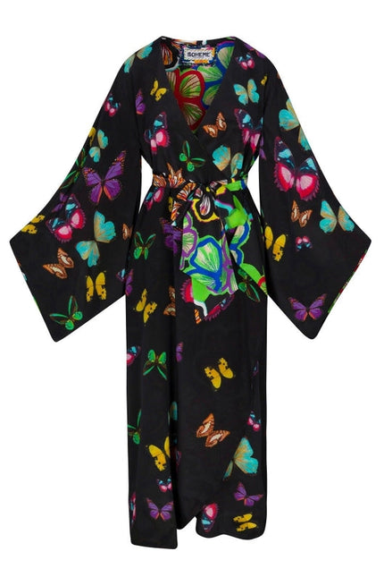 Butterfly Maxi Kimono - Black