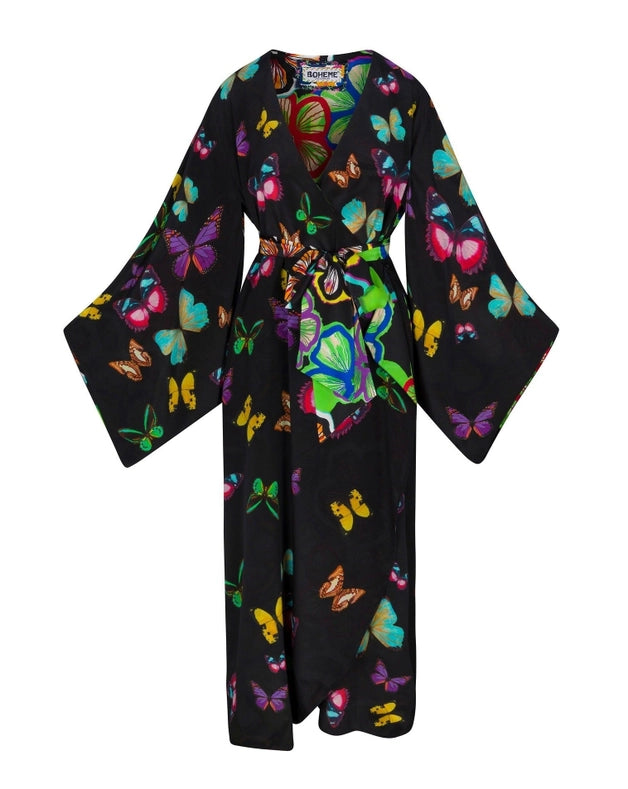 Butterfly Maxi Kimono - Black