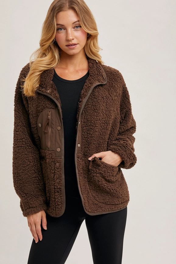 Button Down Fleece Sherpa Jacket COCO