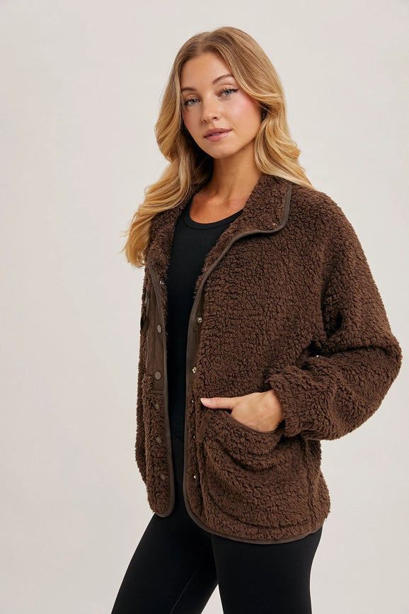 Button Down Fleece Sherpa Jacket COCO