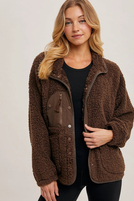 Button Down Fleece Sherpa Jacket COCO