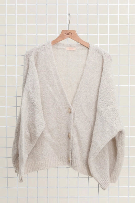 Buttoned Cardigan, In Mohair And Wool