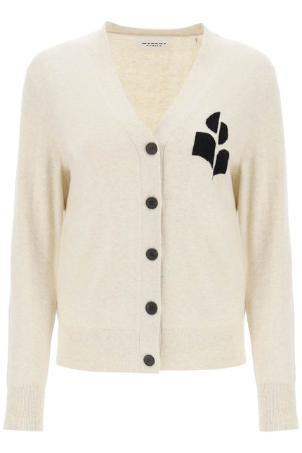 Mixed Colours Isabel Marant Etoile Karin Cardigan With Logo Intarsia-Marant ETOILE-Mixed colours-34-Urbanheer