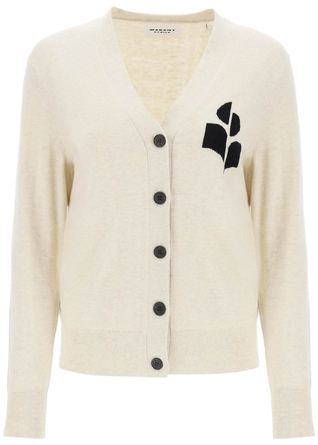 Mixed Colours Isabel Marant Etoile Karin Cardigan With Logo Intarsia-Marant ETOILE-Mixed colours-34-Urbanheer