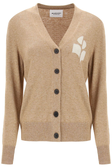 Isabel Marant Etoile Karin Cardigan With Logo Intarsia-Marant ETOILE-Beige-34-Urbanheer