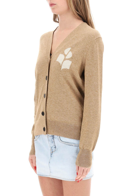 Isabel Marant Etoile Karin Cardigan With Logo Intarsia-Marant ETOILE-Beige-38-Urbanheer