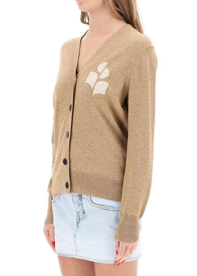 Isabel Marant Etoile Karin Cardigan With Logo Intarsia-Marant ETOILE-Beige-38-Urbanheer