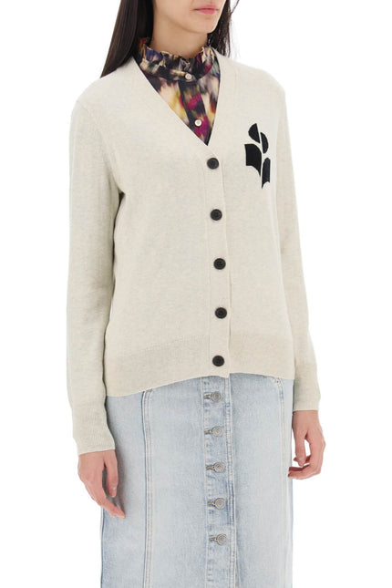 Mixed Colours Isabel Marant Etoile Karin Cardigan With Logo Intarsia-Marant ETOILE-Urbanheer