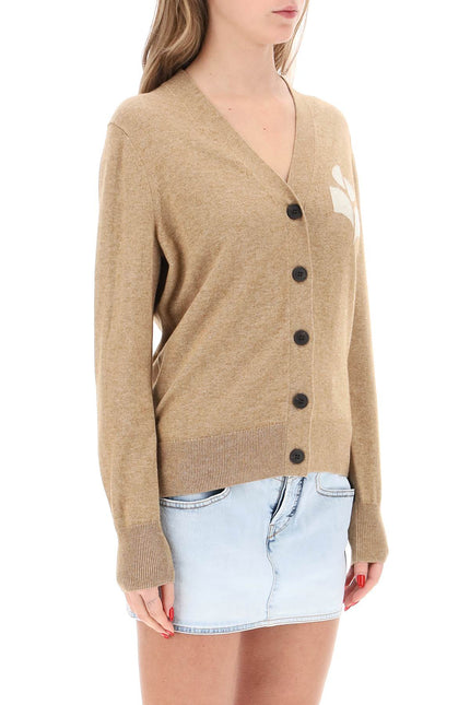 Isabel Marant Etoile Karin Cardigan With Logo Intarsia-Marant ETOILE-Beige-36-Urbanheer