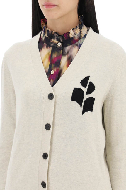 Mixed Colours Isabel Marant Etoile Karin Cardigan With Logo Intarsia-Marant ETOILE-Urbanheer