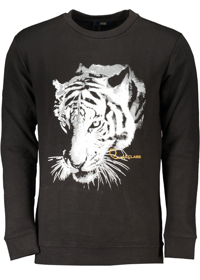 CAVALLI CLASS MEN'S BLACK ZIP-OUT SWEATSHIRT-0