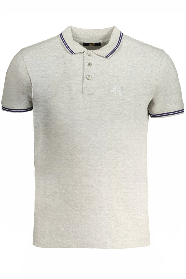 CAVALLI CLASS MEN'S GRAY SHORT SLEEVED POLO SHIRT-0