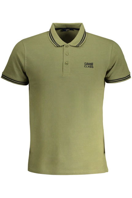 CAVALLI CLASS MEN'S GREEN SHORT SLEEVED POLO SHIRT-0