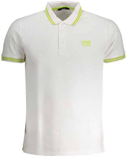 CAVALLI CLASS MEN'S WHITE SHORT SLEEVED POLO SHIRT-0