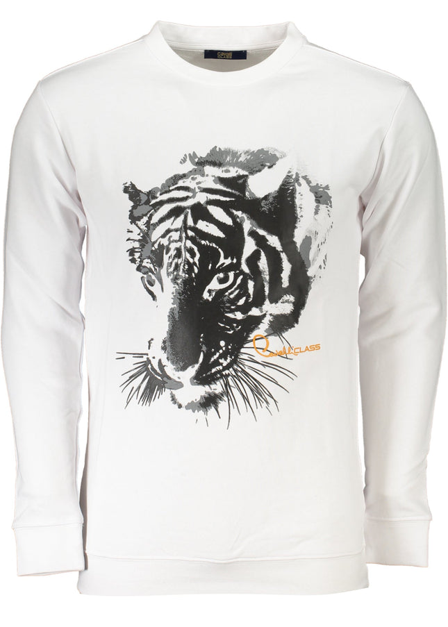 CAVALLI CLASS MEN'S WHITE ZIPLESS SWEATSHIRT-0