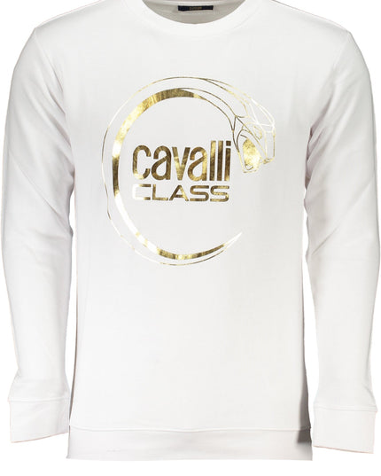 CAVALLI CLASS MEN'S WHITE ZIPLESS SWEATSHIRT-0