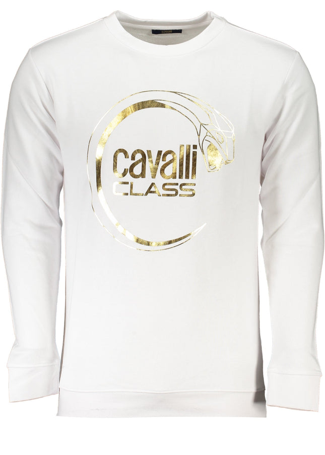 CAVALLI CLASS MEN'S WHITE ZIPLESS SWEATSHIRT-0