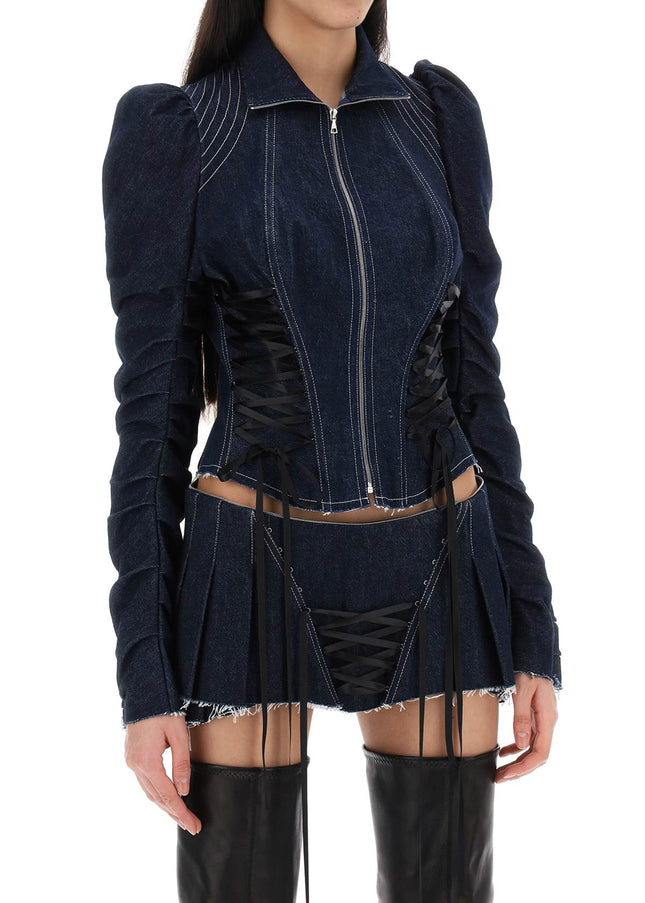 Dilara Findikoglu denim jacket with corset detailing