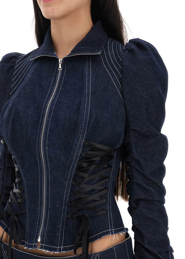 Dilara Findikoglu denim jacket with corset detailing