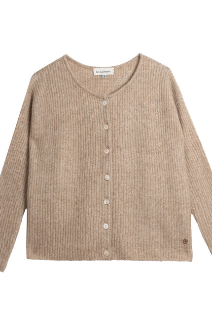 Camille Cashmere and Silk Cardigan Jaspe Beige