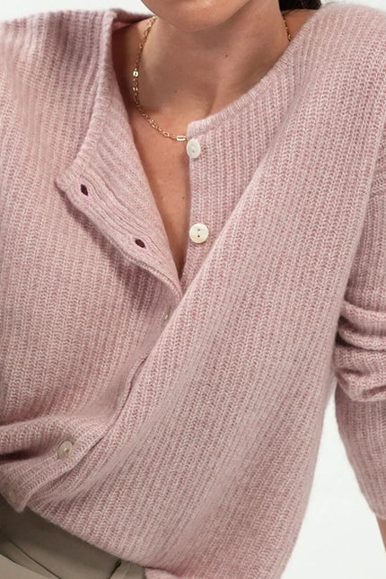 Camille Cashmere and Silk Cardigan Jaspe Pink