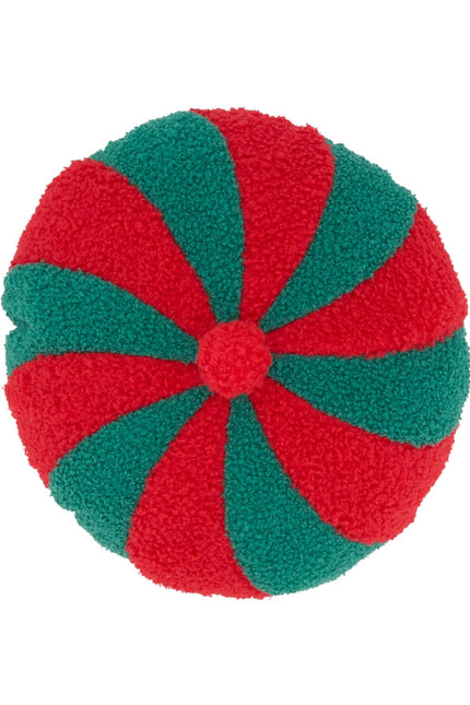 Candy Cane Pillow - Poly Filled Red/Green