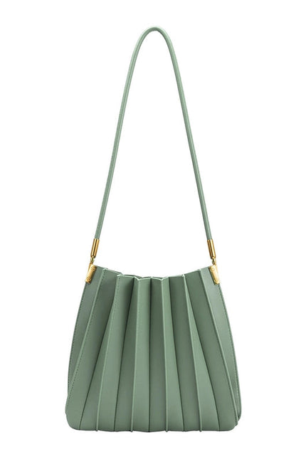 Carrie Sage Pleated Vegan Shoulder Bag