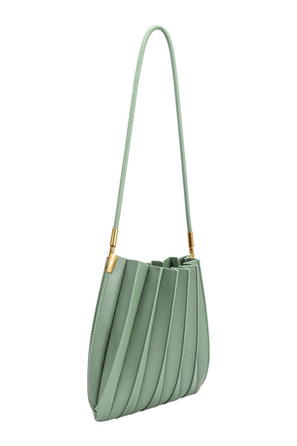 Carrie Sage Pleated Vegan Shoulder Bag