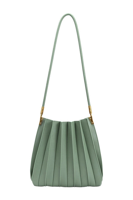 Carrie Sage Pleated Vegan Shoulder Bag