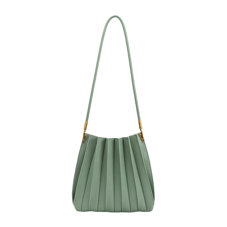 Carrie Sage Pleated Vegan Shoulder Bag