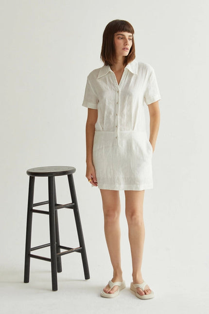 Casey Linen Mini Shirt Dress