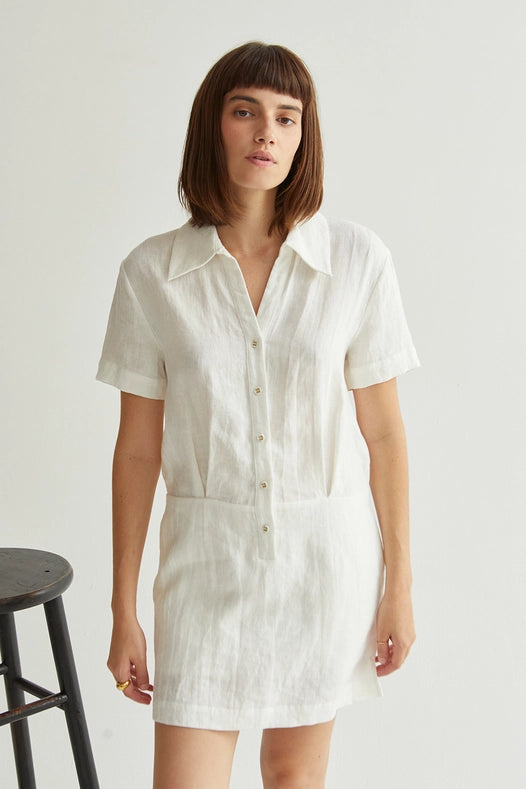 Casey Linen Mini Shirt Dress