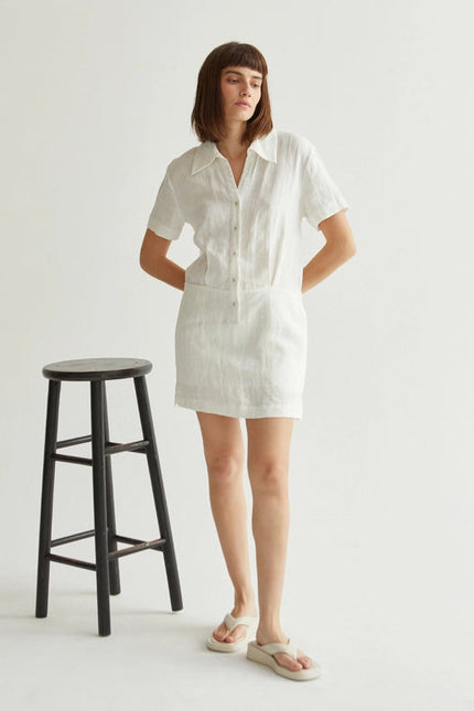 Casey Linen Mini Shirt Dress