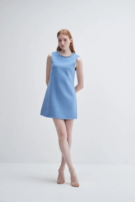 Cashmere Dress with Crystal Trim