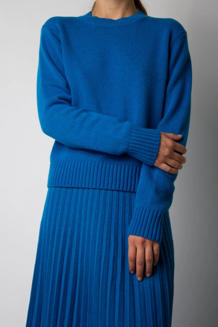 Cashmere Mix Crewneck Sweater Cerulean