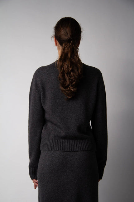 Cashmere Mix Crewneck Sweater Dark Gray